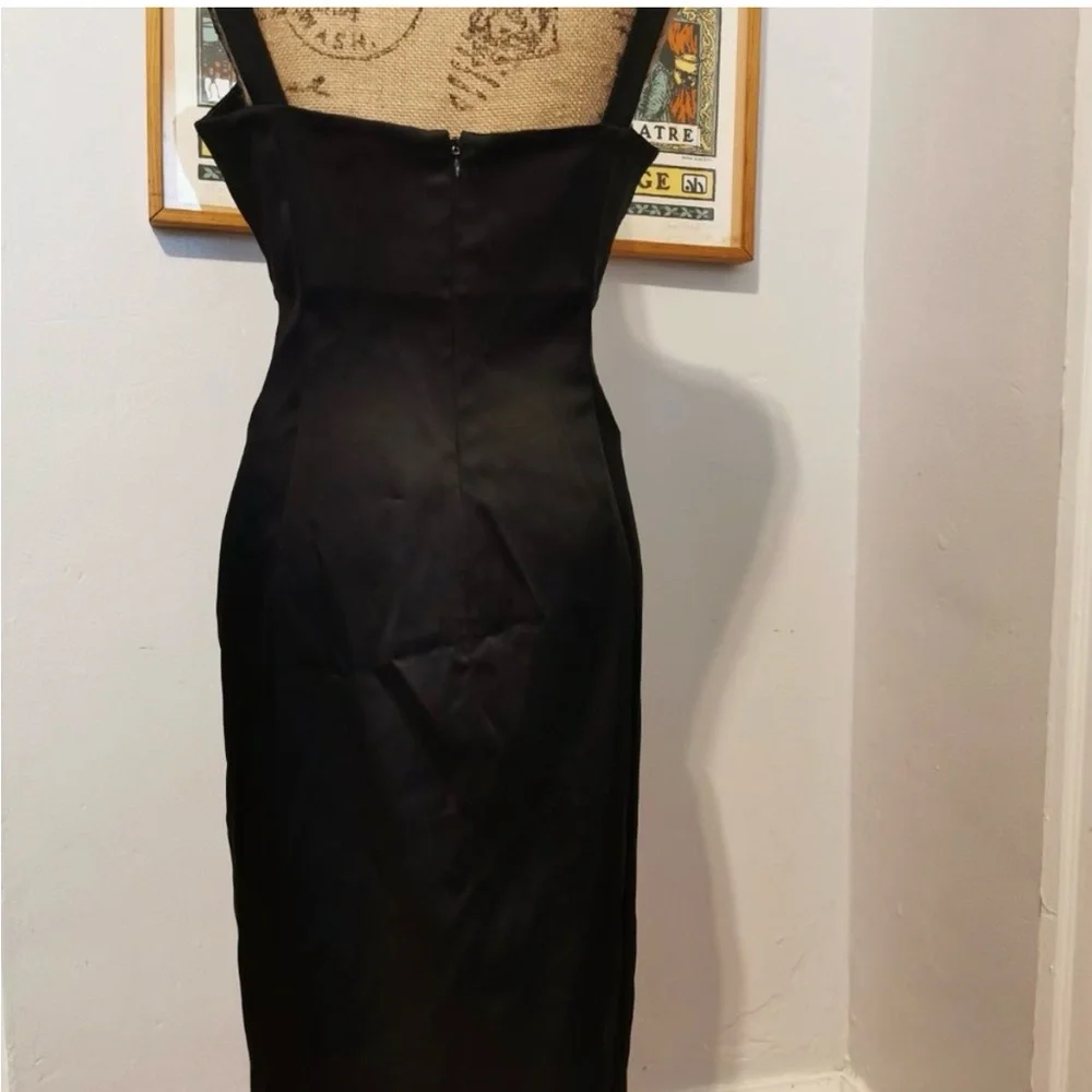 Calvin Klein Black Sleeveless Satin Dress Sz 10 - Picture 3 of 4